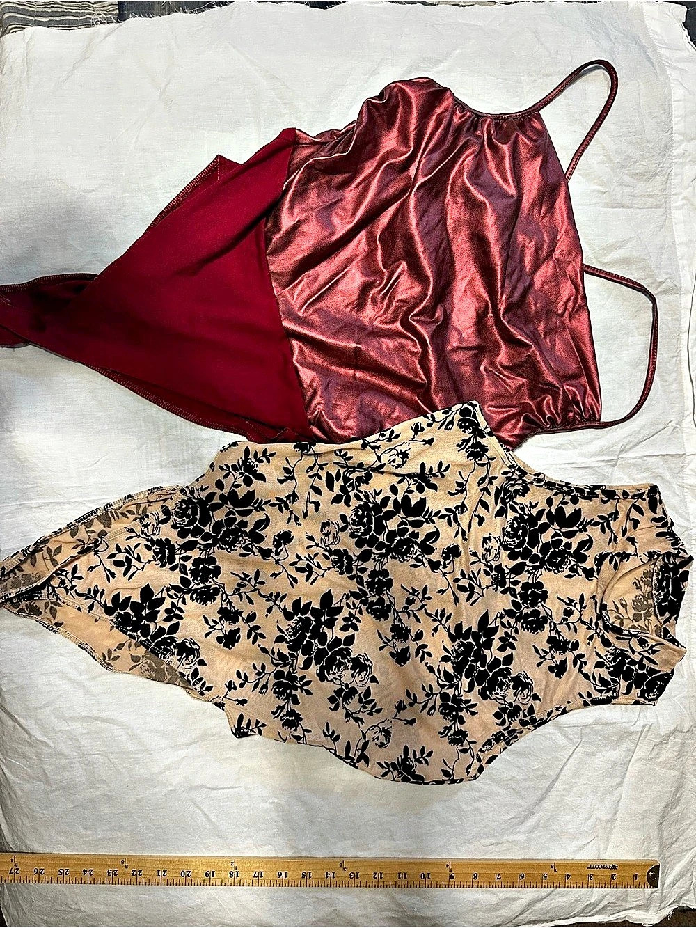 SHEIN Floral Two-Piece Set Red & Tan XL (14)